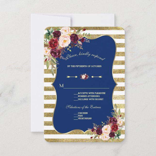 Burgundy-Glitzer-UAWG RSVP Karte (Vorderseite)