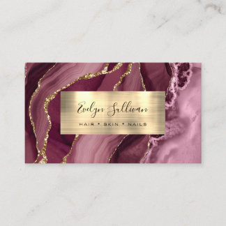 Burgundy Gold Agate Business Card Visitenkarte