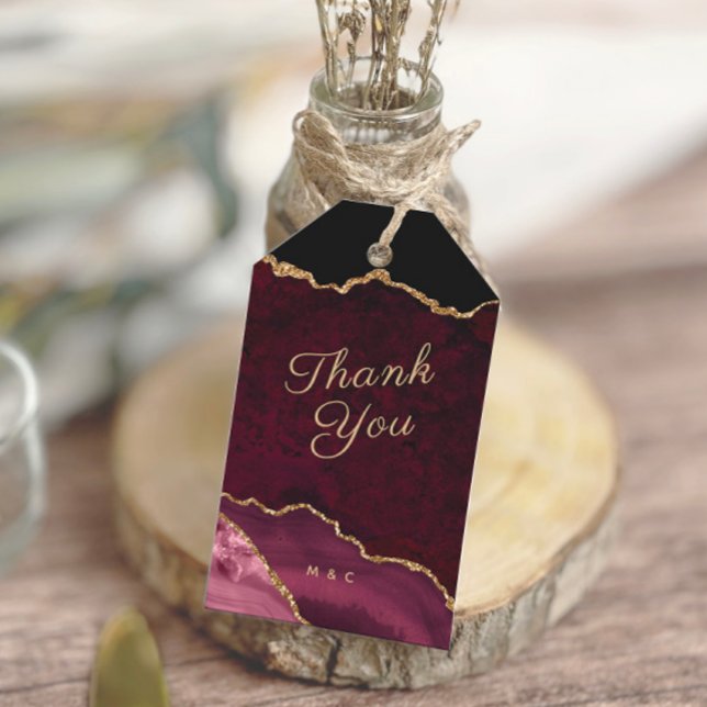 Burgundy Gold Agate Geode Vielen Dank Geschenkanhänger (Von Creator hochgeladen)