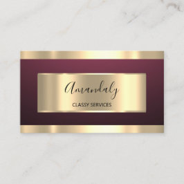 Burgundy Gold Beruflich Makeup Nails Pink Visitenkarte