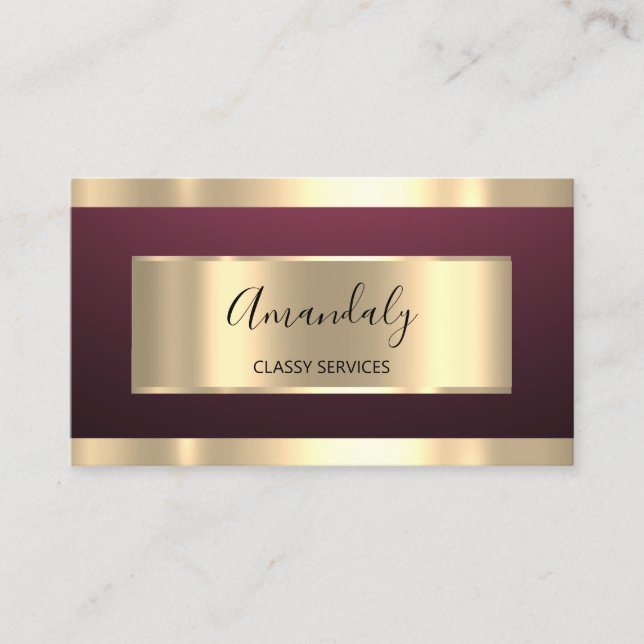 Burgundy Gold Beruflich Makeup Nails Pink Visitenkarte (Vorderseite)