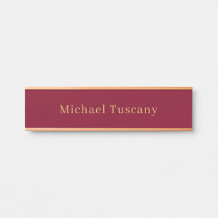 Burgundy Gold Beruflich Trendy Minimalistisch Text Türschild