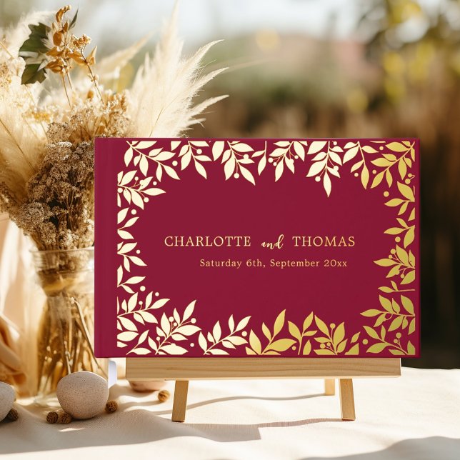 Burgundy gold botanical wedding  gästebuch (Von Creator hochgeladen)