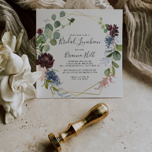 Burgundy Gold Bridal Luncheon Brautparty Einladung