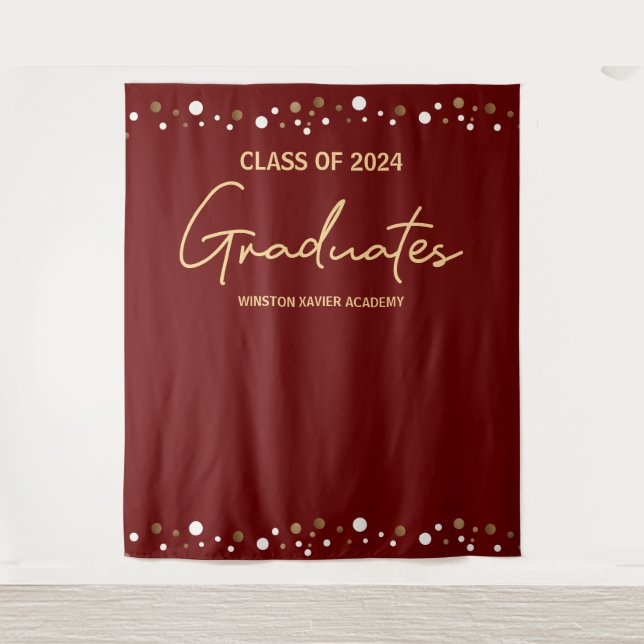 Burgundy Gold Class of 2024 Graduates Background Wandteppich (Vorderseite)