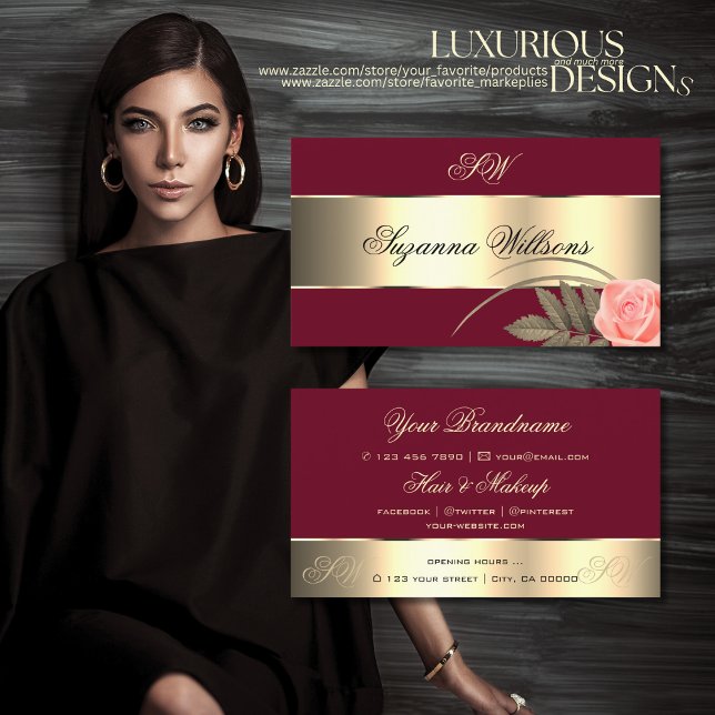 Burgundy Gold Decoder Niedliche Rose Blume mit Ini Visitenkarte (Von Creator hochgeladen)