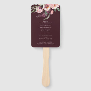 Burgundy Gold - Elegant Floral Luxe Hochzeitsprogr Fächer