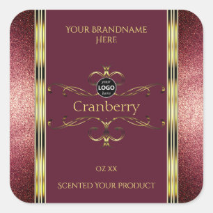 Burgundy Gold Étiquette Parties scintillant bordur