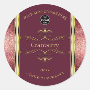 Burgundy Gold Étiquette Parties scintillant bordur