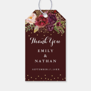 Burgundy Gold Floral Gefallen Vielen Dank, dass Si Geschenkanhänger