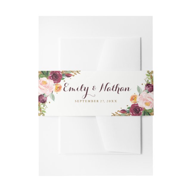 Burgundy Gold Floral Glitzer Wedding Bly Band (Vorderseite Beispiel)
