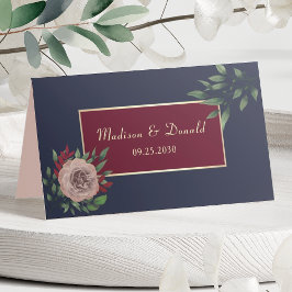 Burgundy Gold Floral Hochzeit im Herbst Platzkarte