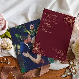 Burgundy Gold Floral Nichts Extravagantes Foto Hoc Einladung