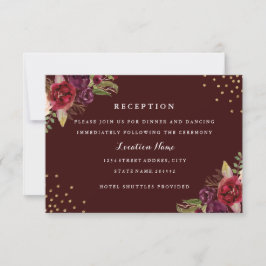 Burgundy Gold Floral Wedding Card Einladung