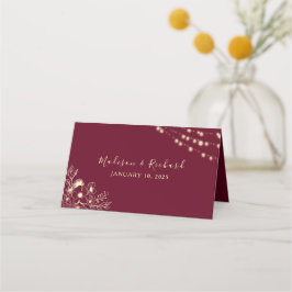 Burgundy Gold Floral Wedding Platzkarte
