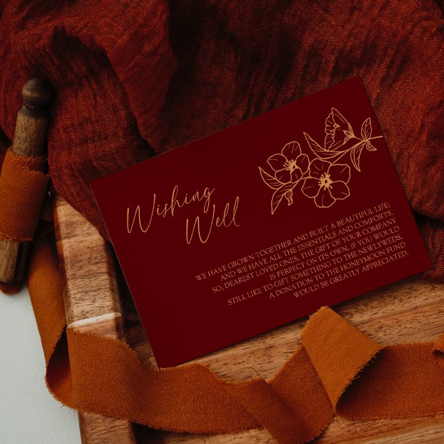 Burgundy Gold Floral Wedding wünscht sich gut Begleitkarte (Von Creator hochgeladen)