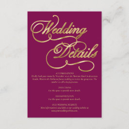 Burgundy & Gold Foil Calligrafy Formal Wedding Begleitkarte