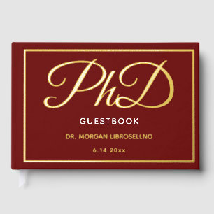 Burgundy Gold Foil PhD Abschluss Gästebuch