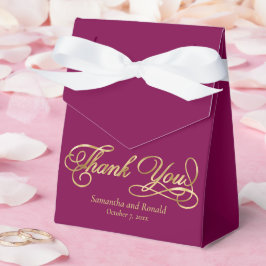Burgundy & Gold Foil Thank You Calligraphy Wedding Geschenkschachtel