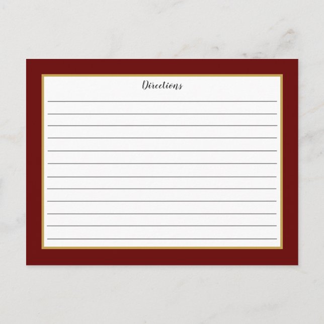 Burgundy Gold Foliage Monogram Rezept Card Postkarte (Rückseite)
