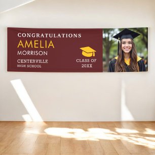 Burgundy Gold Foto Graduate Class of Abschluss Banner