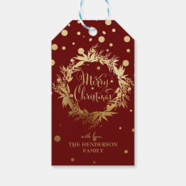 Burgundy Gold Frohe Weihnachten Eukalyptus Wreath Geschenkanhänger
