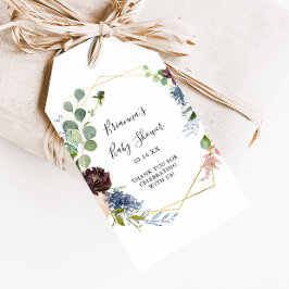 Burgundy Gold Geometric Baby Shower Geschenkanhänger