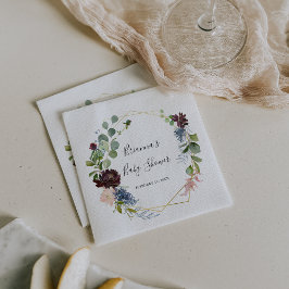 Burgundy Gold Geometric Baby Shower Serviette