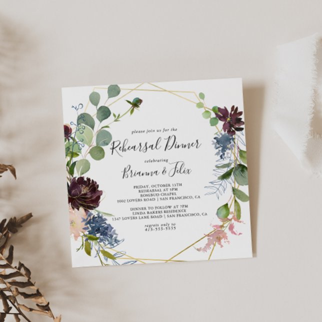 Burgundy Gold Geometric Probe Dinner Einladung (Von Creator hochgeladen)