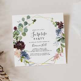 Burgundy Gold Geometric Surprise Party Einladung