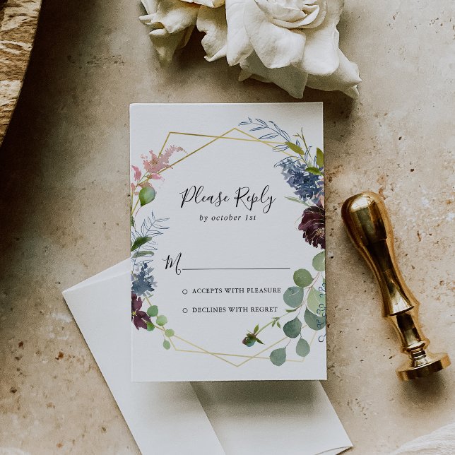 Burgundy Gold Geometric UAWG RSVP Karte (Von Creator hochgeladen)
