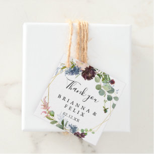 Burgundy Gold Geometric Wedding Geschenkanhänger