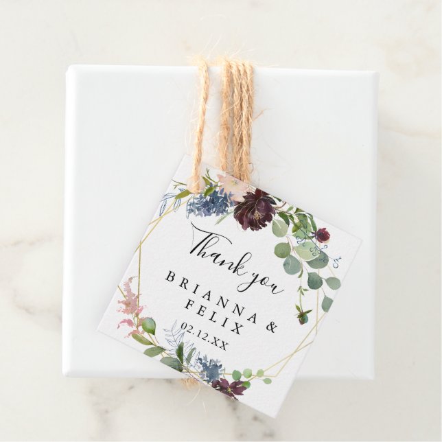 Burgundy Gold Geometric Wedding Geschenkanhänger (Beispiel)