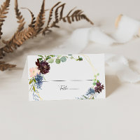 Burgundy Gold Geometric Wedding Platzkarte