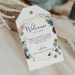 Burgundy Gold Geometric Wedding Willkommen Geschenkanhänger