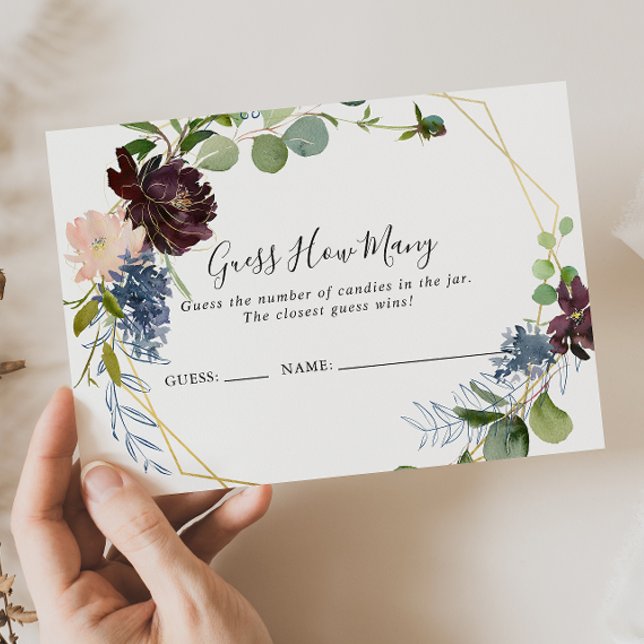 Burgundy Gold Géométrique Devinez combien de carte (Créateur téléchargé)