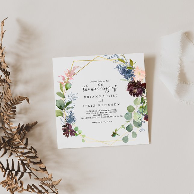 Burgundy Gold geometrisch zur Hochzeit von Einladung (Von Creator hochgeladen)