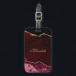Burgundy Gold Glitzer Agate Personalisiert Gepäckanhänger<br><div class="desc">Chic burgundy agate mit Gold Glitzer Linien Personalisierten Gepäckanhänger leicht,  um Ihren Namen und mit Monogramm Initialen in hellen goldfarbenen Schrift hinzuzufügen. Erstellt durch © Lesruba Designs.</div>