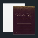Burgundy Gold Glitzer Bucket List Cards Postkarte<br><div class="desc">Diese bordeauxroten Glitzer-Eimerkarten sind die perfekte Wahl für einen rustikalen Hochzeitsempfang oder ein rustikales Brautparty. Das schlichte und stilvolle Design besticht durch klassische und extravagante Schrift-Typografie in Gold mit Glitzer im bordeauxfarbenen Hintergrund. Das Schild der Schaufelliste wird separat verkauft.</div>