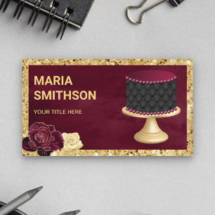 Burgundy Gold Glitzer Custom Tufakturbäckerei Visitenkarte