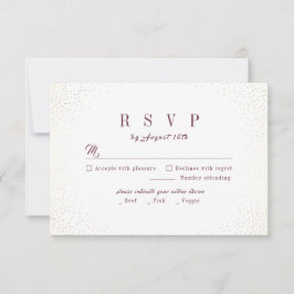 Burgundy Gold Glitzer Einfache Monogramm Hochzeit RSVP Karte