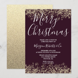 Burgundy & Gold Glitzer Frohe Weihnachtszeit Party Einladung