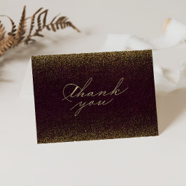 Burgundy Gold Glitzer Kalligrafie FaltenWedding Dankeskarte