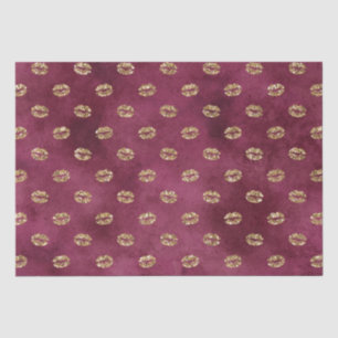 Burgundy Gold Glitzer Kisses Lips Seidenpapier