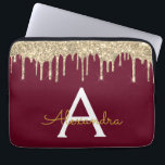 Burgundy Gold Glitzer Sparkle Monogram Laptopschutzhülle<br><div class="desc">Burgund Marsala und Gold Imitats Dripping Modern und Elegant Girly Glitzer und Sparkle Elegant Monogram Case. Dieser Fall kann so angepasst werden,  dass er Ihren Anfangs- und Vornamen enthält.</div>