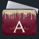 Burgundy Gold Glitzer Sparkle Monogram Laptopschutzhülle<br><div class="desc">Burgund Marsala und Gold Imitats Dripping Modern und Elegant Girly Glitzer und Sparkle Elegant Monogram Case. Dieser Fall kann so angepasst werden,  dass er Ihren Anfangs- und Vornamen enthält.</div>