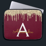 Burgundy Gold Glitzer Sparkle Monogram Laptopschutzhülle<br><div class="desc">Burgund Marsala und Gold Imitats Dripping Modern und Elegant Girly Glitzer und Sparkle Elegant Monogram Case. Dieser Fall kann so angepasst werden,  dass er Ihren Anfangs- und Vornamen enthält.</div>