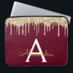 Burgundy Gold Glitzer Sparkle Monogram Laptopschutzhülle<br><div class="desc">Burgund Marsala und Gold Imitats Dripping Modern und Elegant Girly Glitzer und Sparkle Elegant Monogram Case. Dieser Fall kann so angepasst werden,  dass er Ihren Anfangs- und Vornamen enthält.</div>