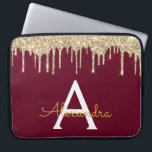 Burgundy Gold Glitzer Sparkle Monogram Laptopschutzhülle<br><div class="desc">Burgund Marsala und Gold Imitats Dripping Modern und Elegant Girly Glitzer und Sparkle Elegant Monogram Case. Dieser Fall kann so angepasst werden,  dass er Ihren Anfangs- und Vornamen enthält.</div>