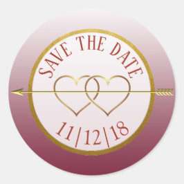 Burgundy & Gold Gradient Save the Date Stickers